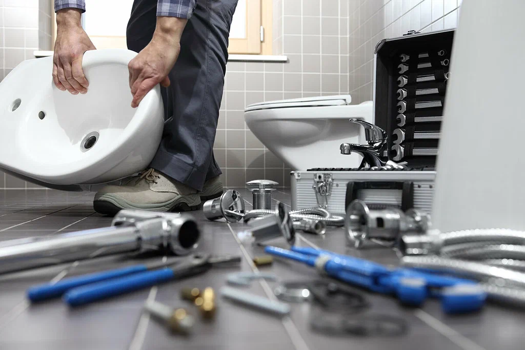 Plumbing tools prepared for a bathroom repair in Riverview